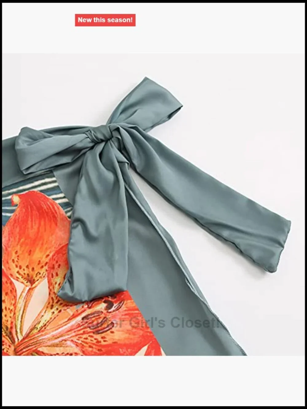 Retro Floral One Piece Swimsuit with Beach Cover Up Wrap Skirt Set
